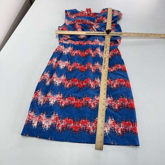 Tracy Reese Dress Womens 0 Red Blue Twist Chevron‎ Sheath Mini Anthropologie - Picture 5 of 9